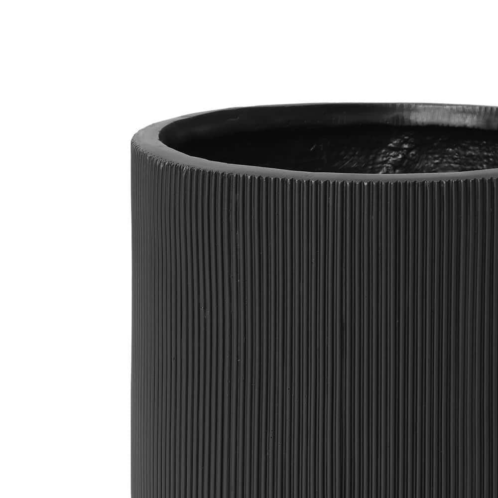 LuxenHome 14.8 in. W x 13.36 in. H Black Stripes Ceramic Individual Pot WHPL1971-B