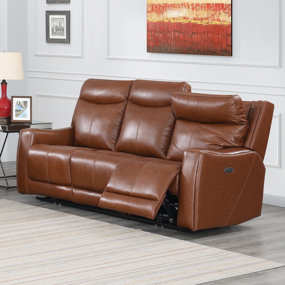 Newport Power Top Grain Leather Reclining Sofa by Greyson Living