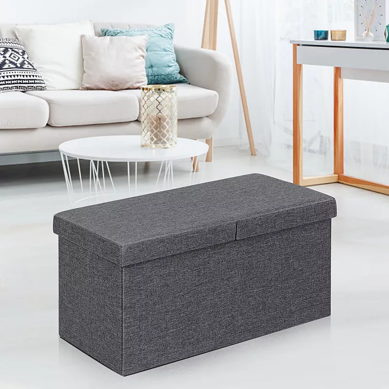 30 Inch Folding Storage Ottoman with Lift Top