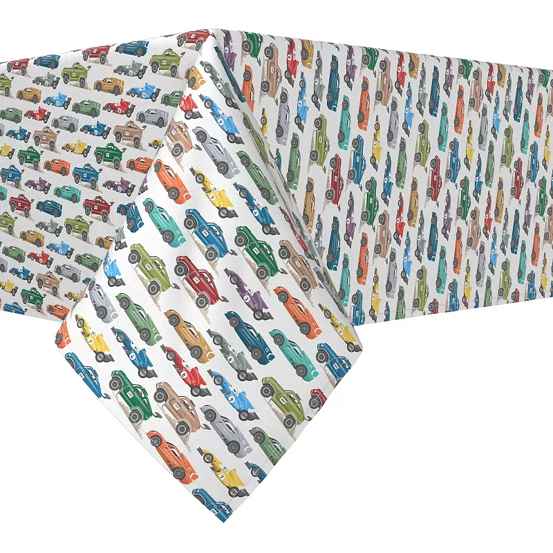 Rectangular Tablecloth， 100% Cotton， 52x104， Colorful Speed Racers