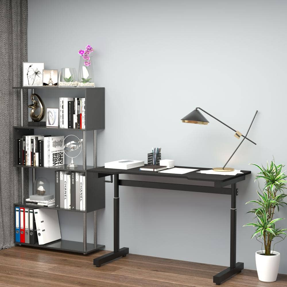 Vinsetto 47 in. Black MDF Adjustable Standing Desk Manual Lift Table 920-073BK