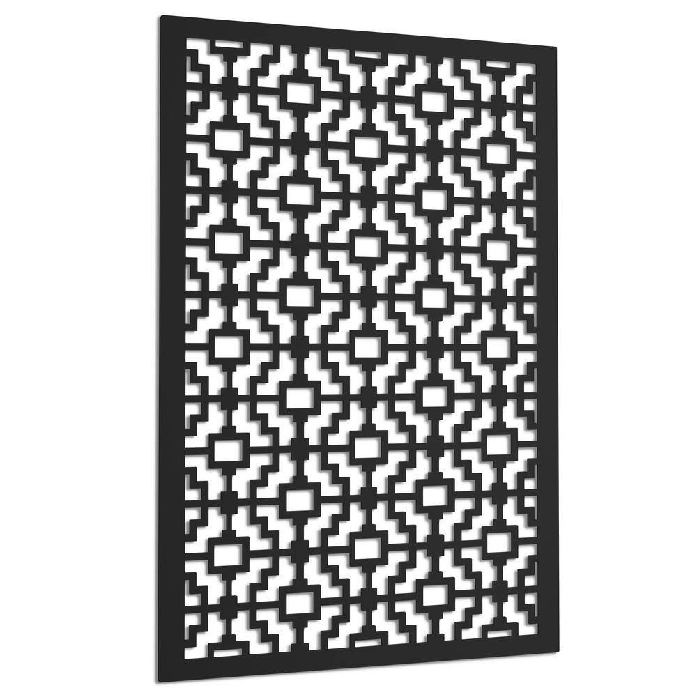 Acurio Latticeworks Fret 4 ft. x 32 in. Black Vinyl Decorative Screen Panel 4832PVCBK-FRT