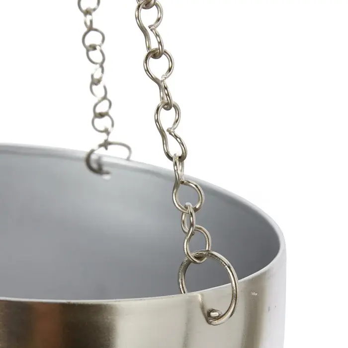 Luxury Steel Round Metal Hanging Planter for Decoration Silver Chain Hanging Plant Pot