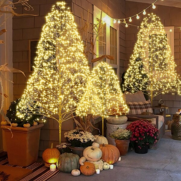 3Piece Charming Christmas Light Tree 4FT and 5FT and 6FT，Lighted Christmas Tree，Artificial Xmas Tree for Decoration