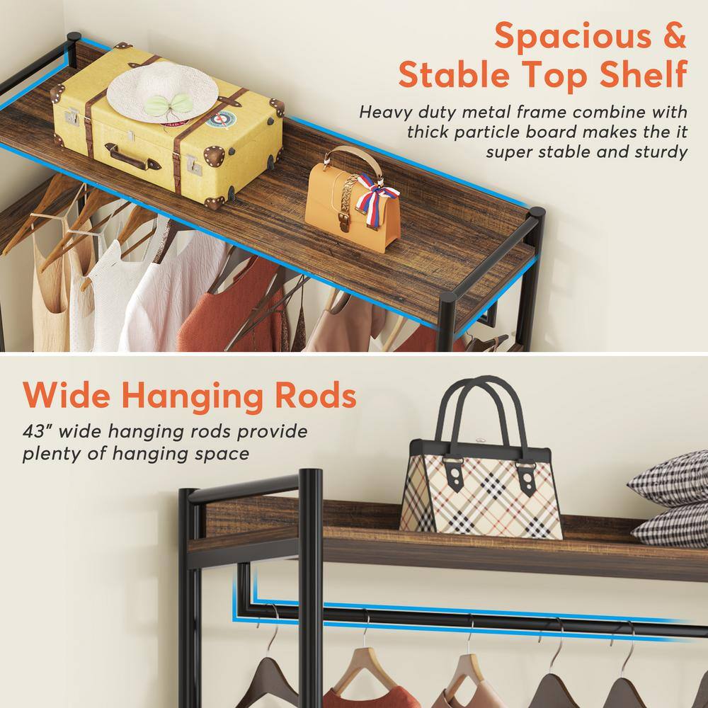 BYBLIGHT Rustic Brown 72 in. Freestanding Clothes Rack with Drawers and shelves BB-NY015GX