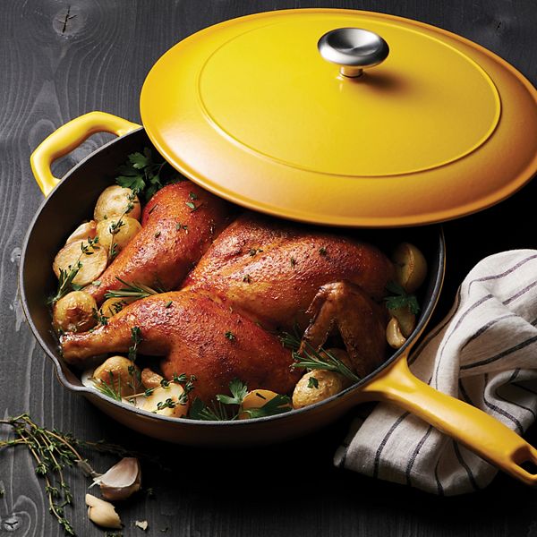 Tramontina Enameled Cast-Iron 12-in. Covered Skillet