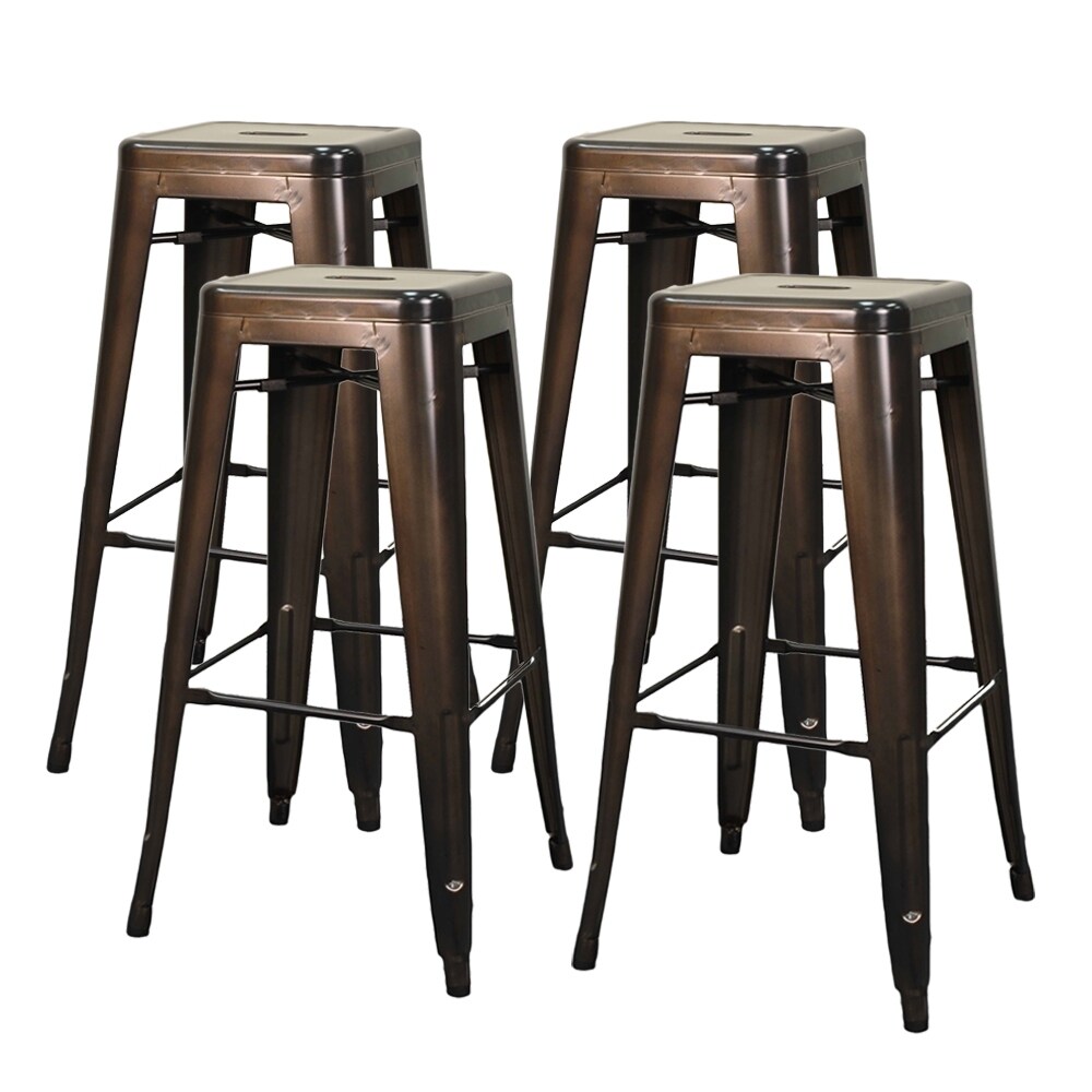 Metropolis Metal Backless Bar Stool，Set of 4