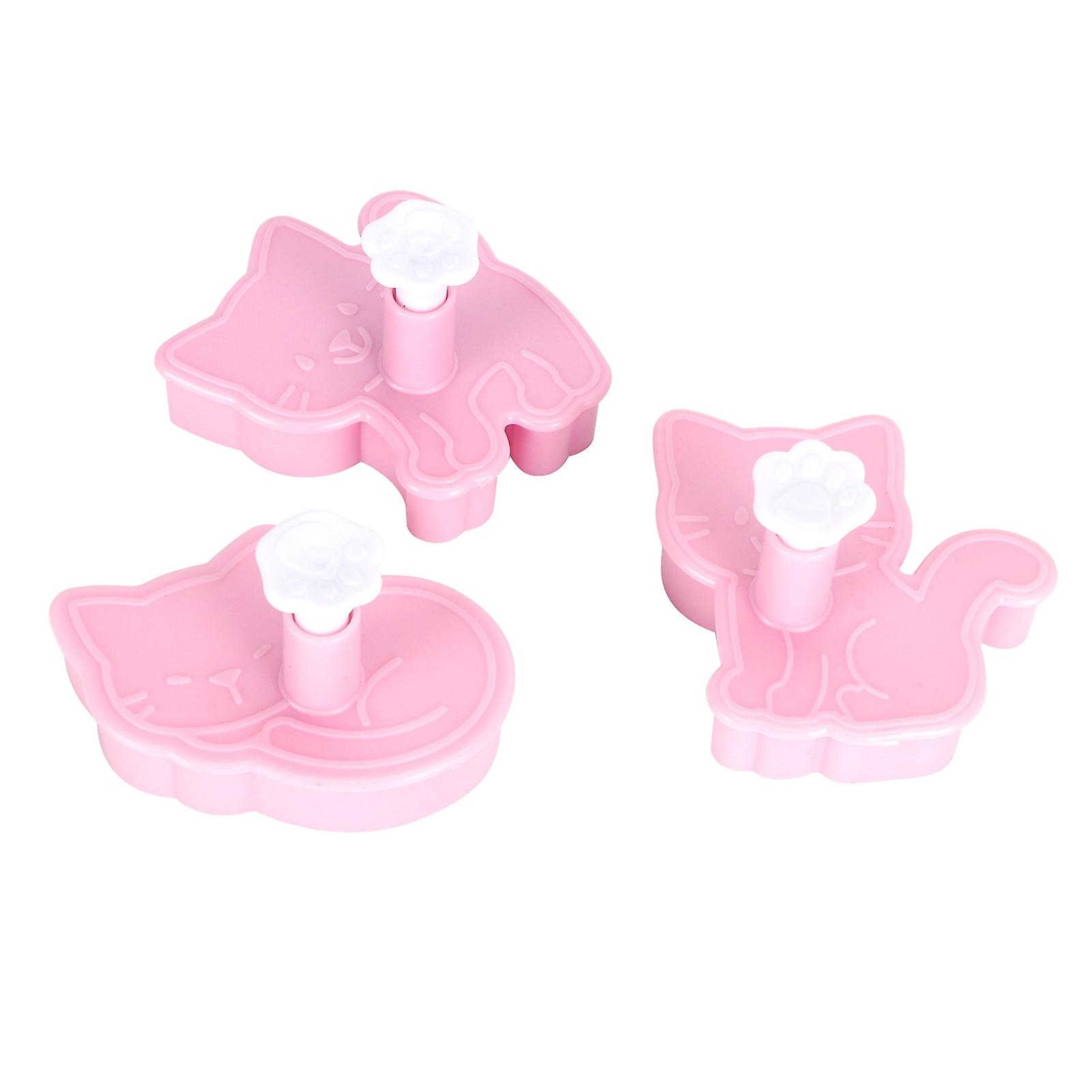 3pcs Cartoon Cat Shaped Cookies Molds DIY Baking Biscuit Mold Set Baking Accessory