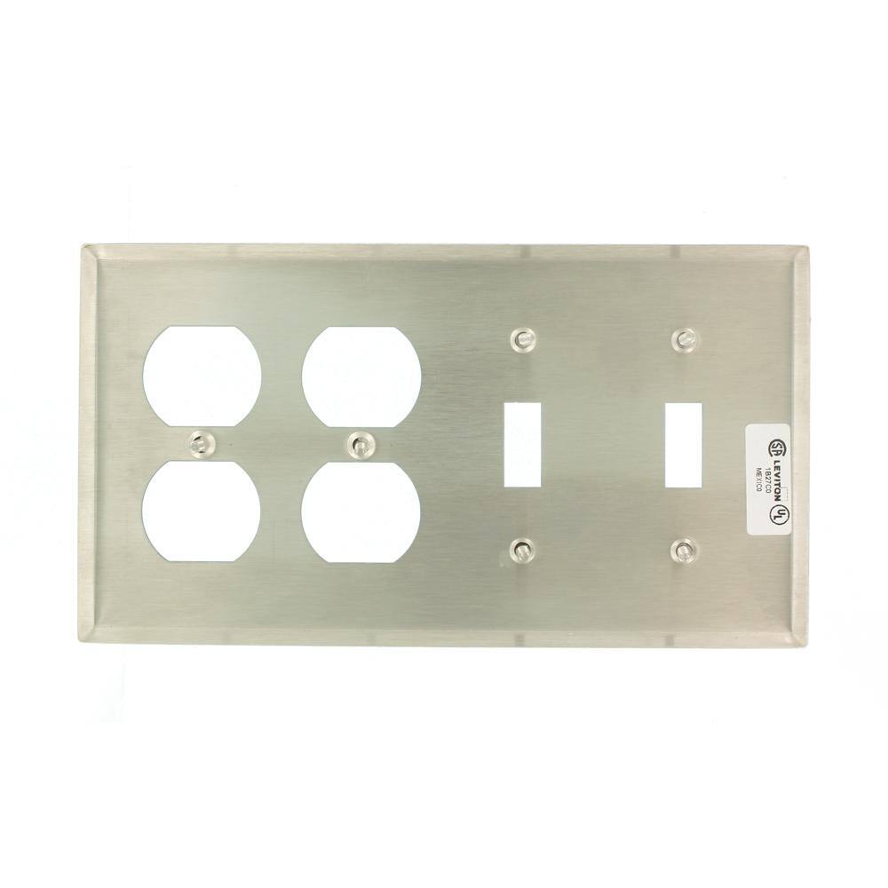 Leviton Stainless Steel 4-Gang 2-Toggle2-Duplex Wall Plate (1-Pack) 84045-40