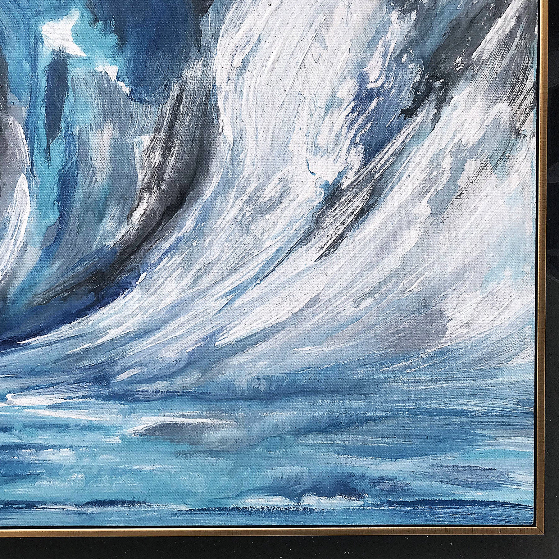 Ocean Waves Hand Painted Art Painting With 120X80 Cm Frame Soaap0010