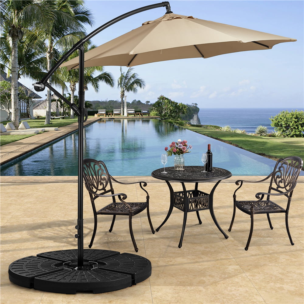 Easyfashion 14.9 lbs. Black Round Polyethylene Patio Umbrella Base