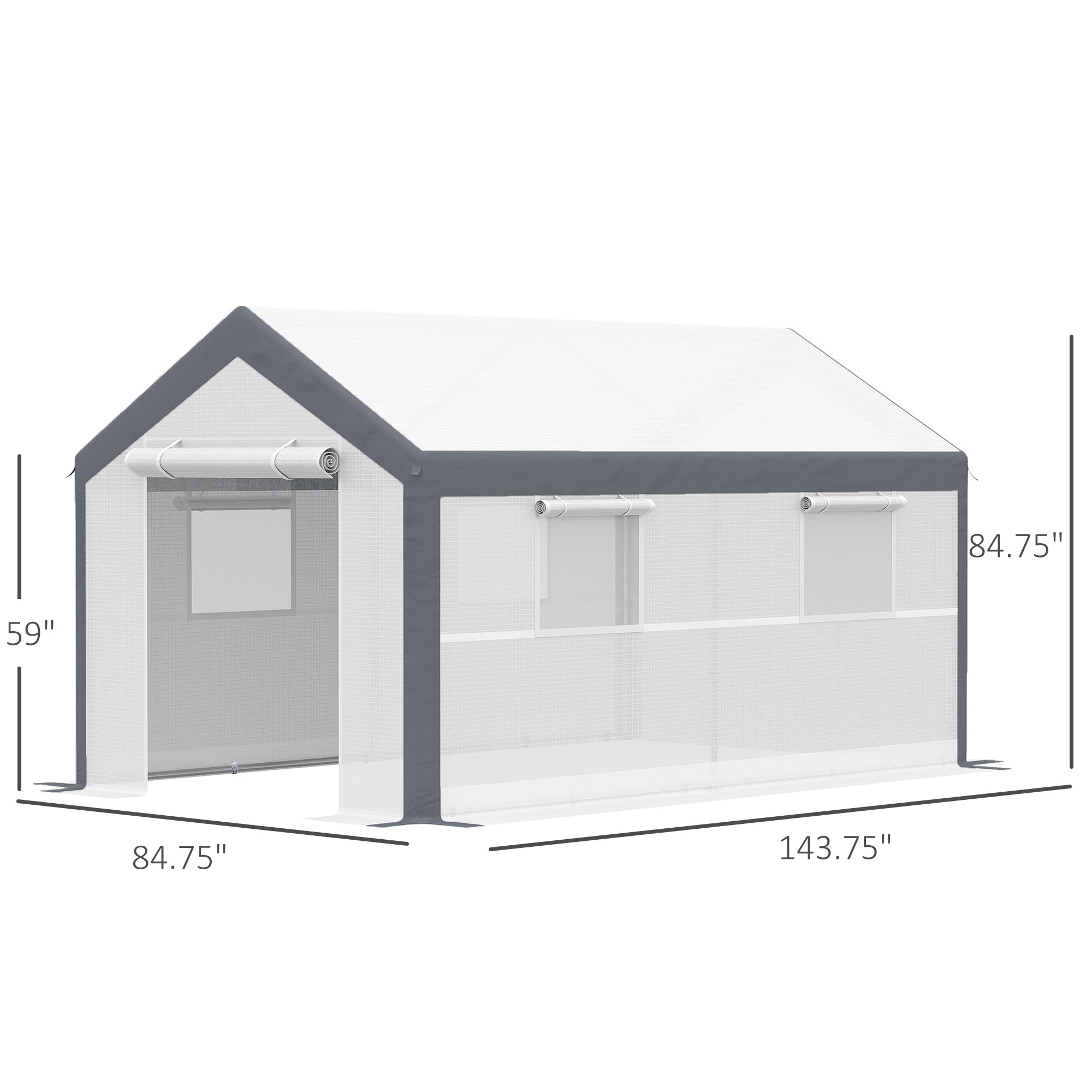 Outsunny 12' x 7' Walk-in Garden Greenhouse Outdoor Hot House w/ Roll Up Door