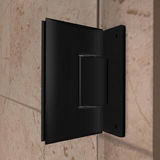 DreamLine Unidoor Plus 46.5 in. W x 34-38 in. D x 72 in. H Frameless Hinged Shower Enclosure in Satin Black SHEN-24465340-09