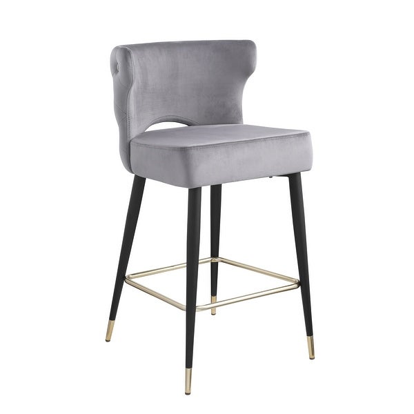 Set of 2 Contemporary Velvet Upholstered Stool with Metal Legs