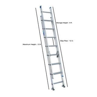 Werner 16 ft. Aluminum D-Rung Extension Ladder with 250 lb. Load Capacity Type I Duty Rating D1316-2