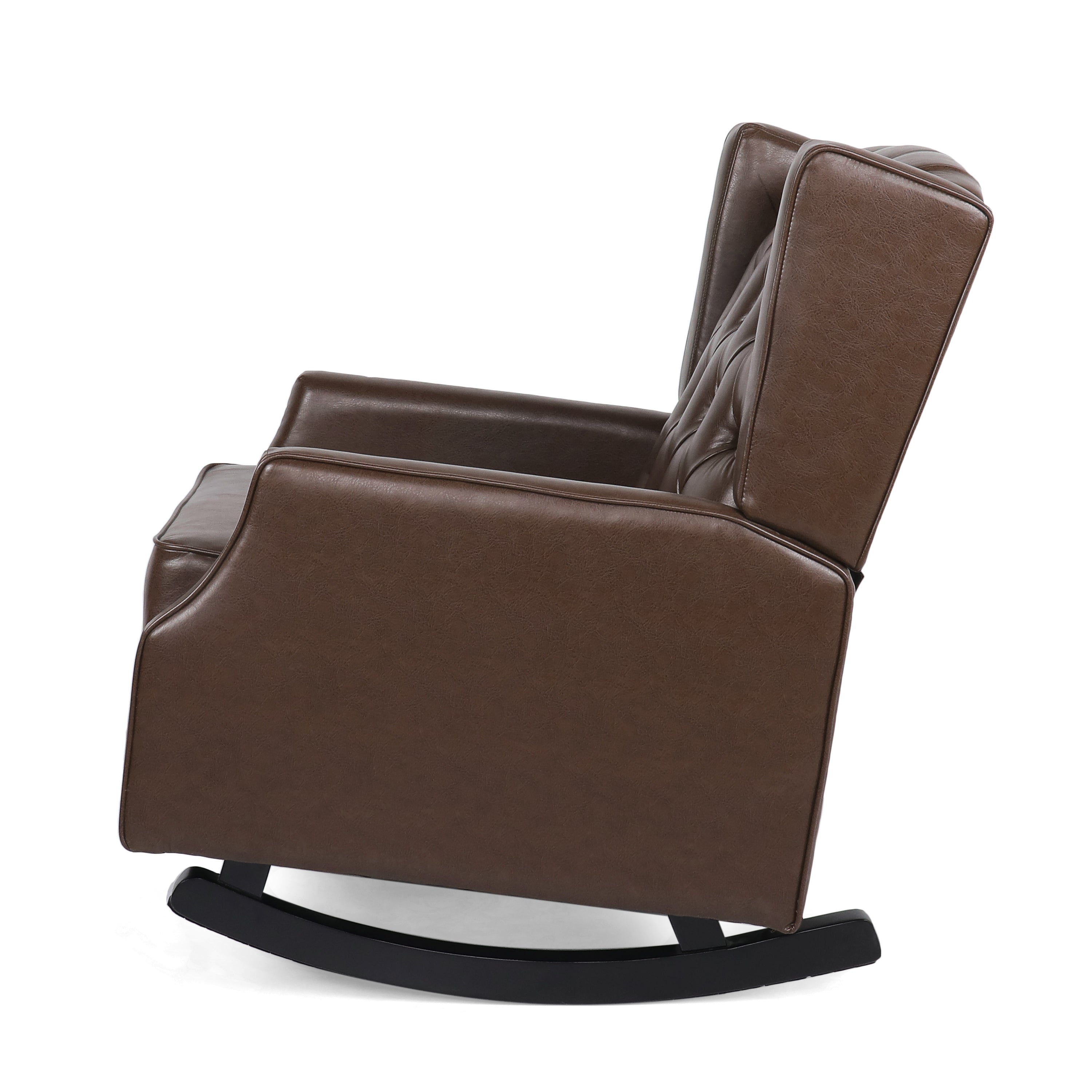 Amedou Contemporary Faux Leather Tufted Wingback Rocking Chair