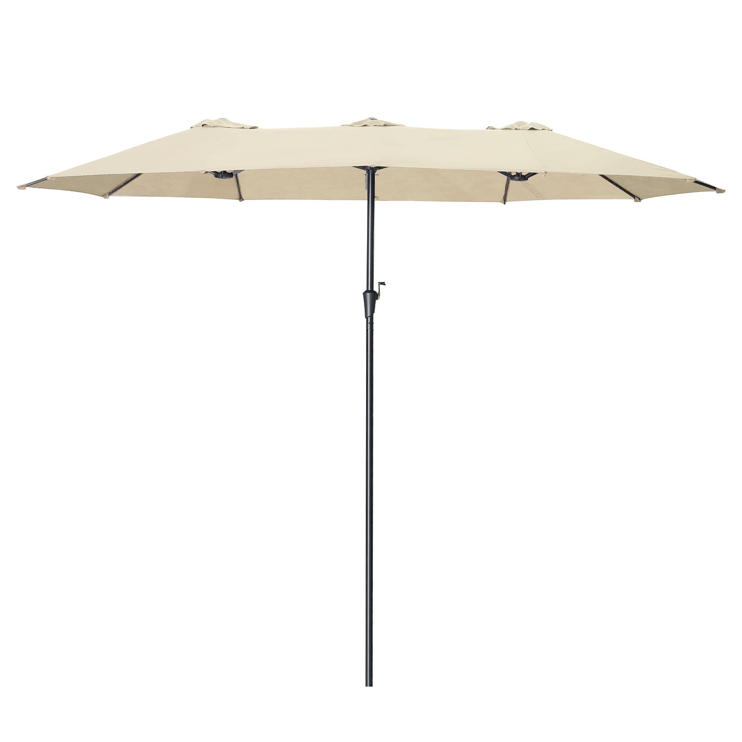 Autlaycil 15FT without lights Patio Umbrellas Double-Sided Outdoor Market Extra Large Umbrella with Crank-Khaki