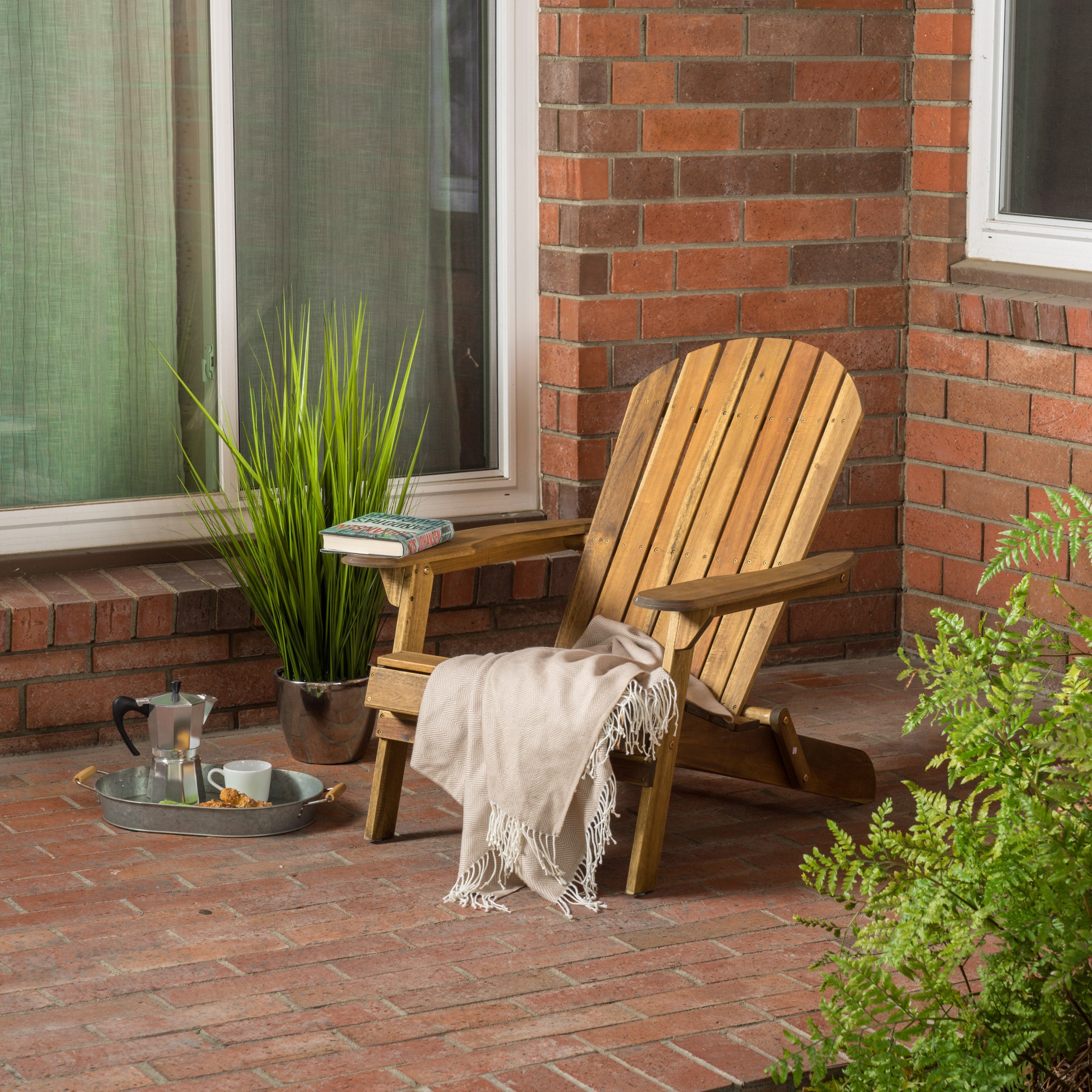 Milan Outdoor Acacia Wood Folding Adirondack Chair