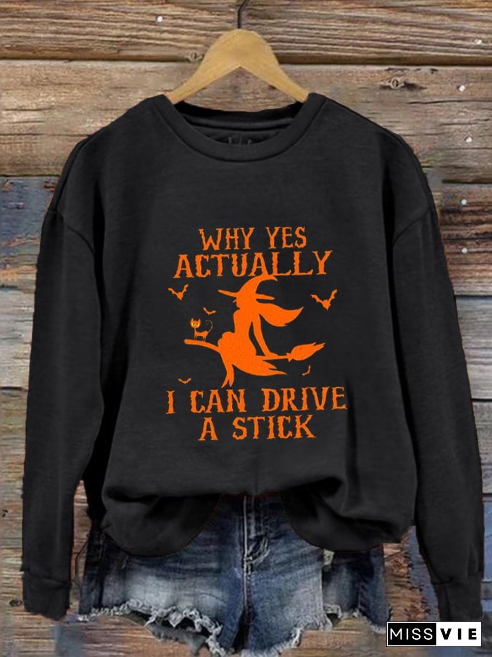 Women's Halloween Why Yes Actually I Can Drive A Stick Prnted Sweatshirt