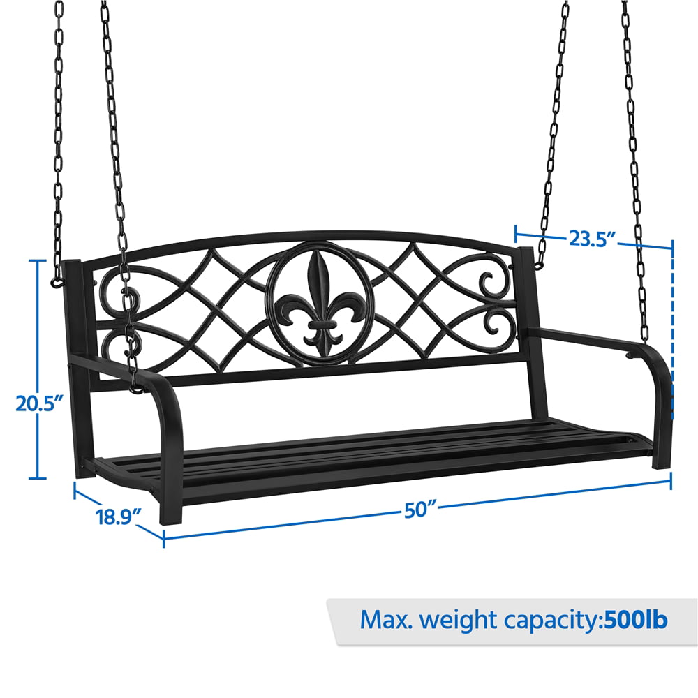 Easyfashion Hanging Iron Porch Swing - Black