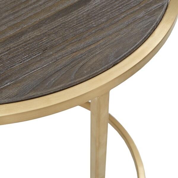 Subira Antique Gold Finished Metal and Reclaimed Wood Round Nesting End Table Set by iNSPIRE Q Bold