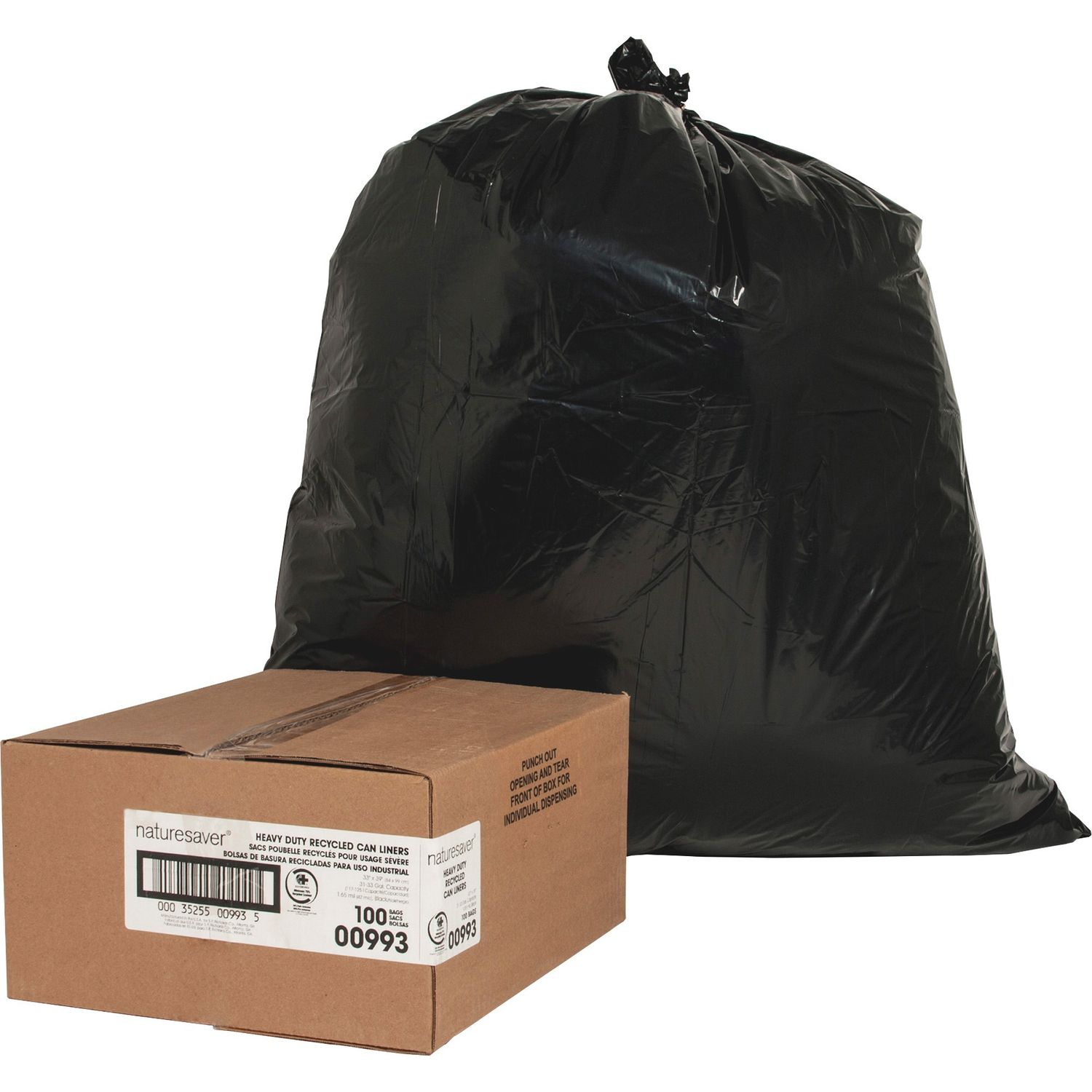 Black Low-density Recycled Can Liners by Nature Saver NAT00993