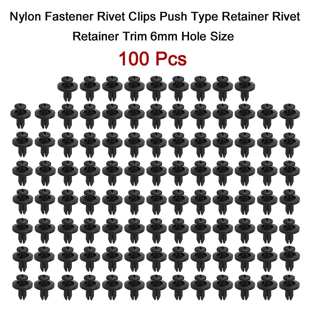 Nylon Fastener Rivet Clips Push Type Retainer Rivet Retainer Trim 6mm Hole Size 100 Pcs