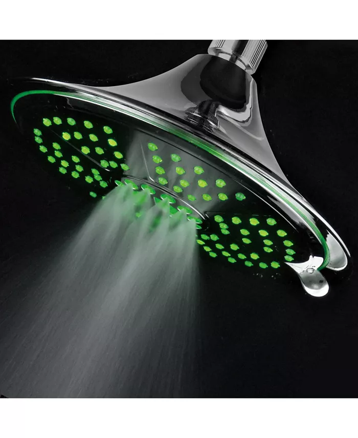 HotelSpa Hotel Spa 8 Inch 5-Setting Rainfall LED Shower Head with Color-Changing Temperature Sensor