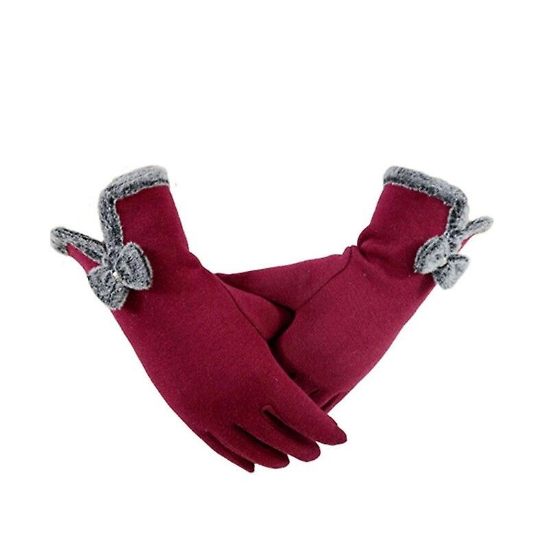 Women Fall Winter Warm Keeping Screen Touching Gloves Red