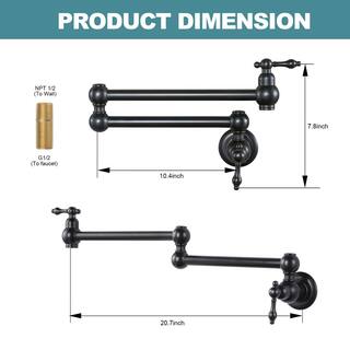 IVIGA Wall Mounted Pot Filler with Double-Handle in Oil Rubbed Bronze VSK11RB