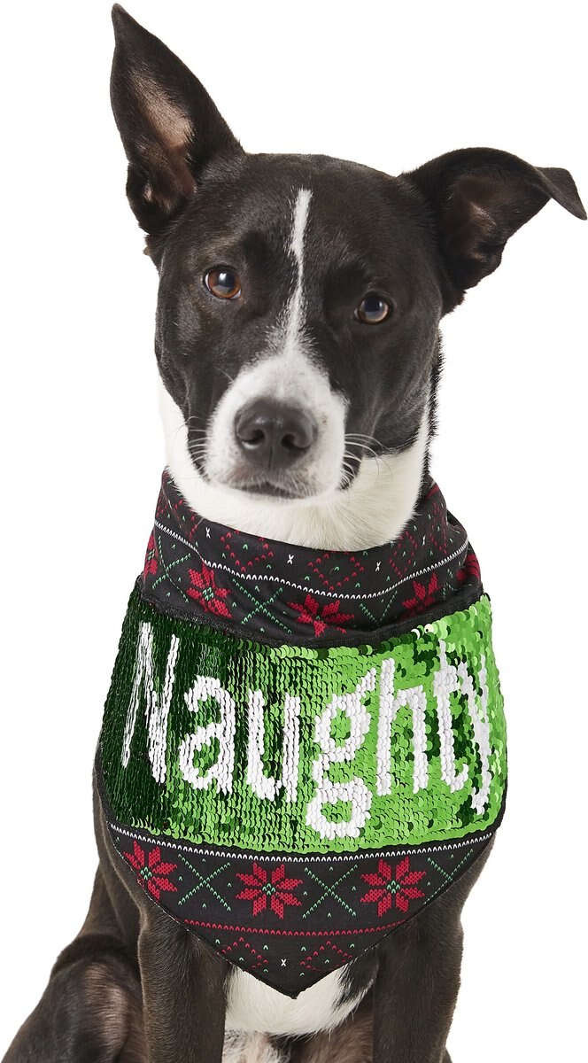 Frisco Flip Sequin Naughty/Nice Dog and Cat Bandana