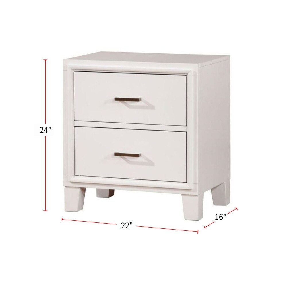 2 Drawers Wood Nightstand