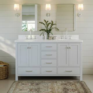 ARIEL Cambridge 60 in. W Vanity Cabinet Only in White A061D-BC-WHT