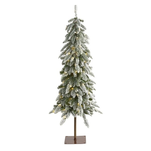 4.5' Flocked Washington Alpine Christmas Tree with 100 LED Lights