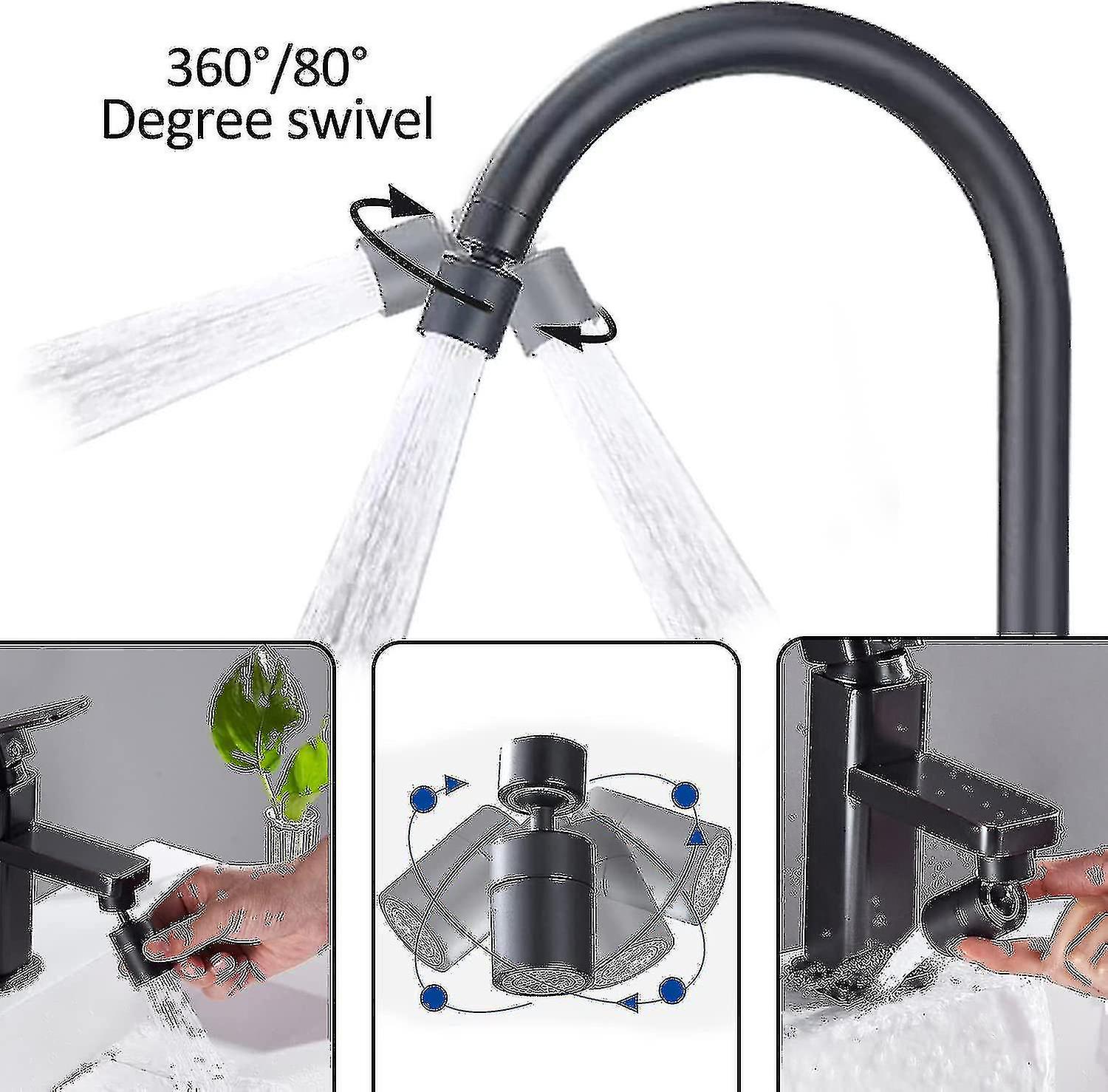 Faucet Aerator， 360 Degree Swivel， 2 Modes Adjustable Kitchen Faucet Filter Bubbler For Kitchen Bathroom， 22mm Internal Thread， Black， 1pcs