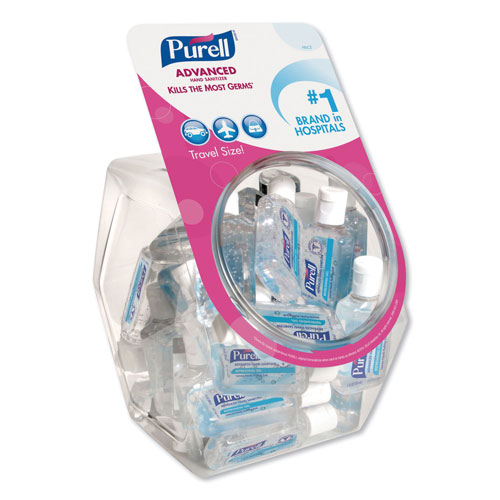 Gojo Purell Advanced Hand Sanitizer Refreshing Gel | Clean Scent， 1 oz Flip-Cap Bottle with Display Bowl， 36