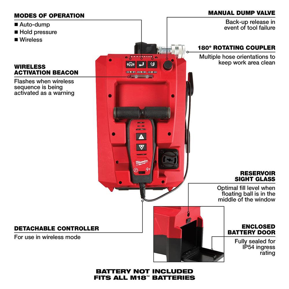 Milwaukee M18 FORCE LOGIC 10000PSI Hydraulic Pump 2774-20 from Milwaukee