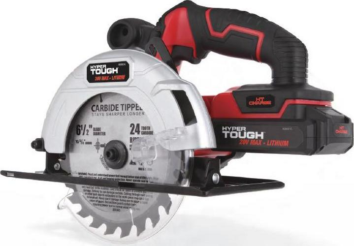 HyperTough 20V Lithium-ion 6-1/2 inch Circular Power Saw， Cordless， AQ80022G