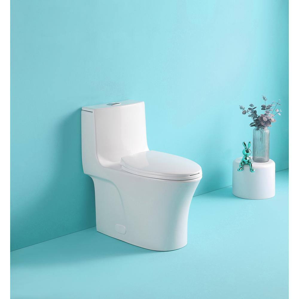 HOMEMYSTIQUE One-Piece 1.11.6 GPF Dual Flush Elongated Toilet in White Seat Included N-W1573101061