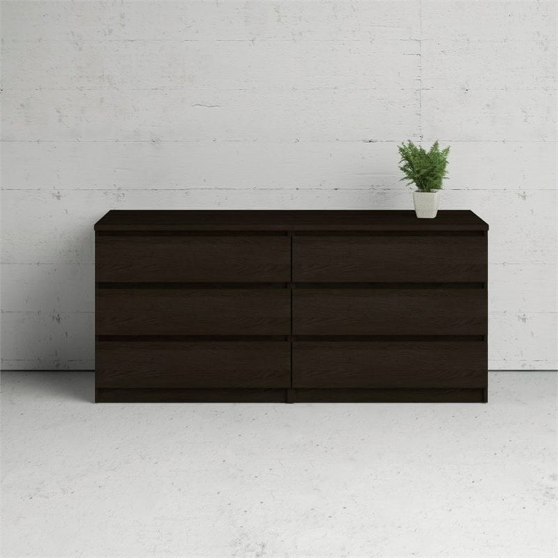 Atlin Designs 6 Drawer Double Wood Dresser in Espresso