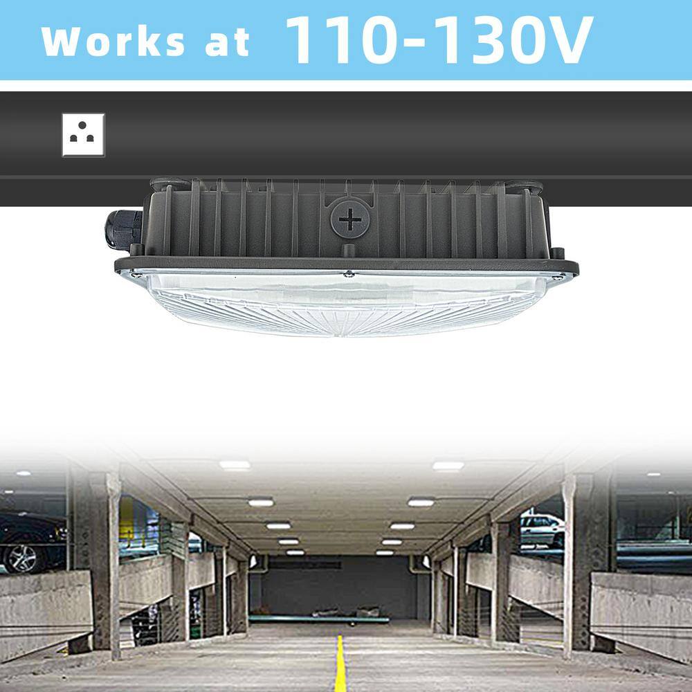 WYZM 300-Watt Equivalent Integrated Black LED Outdoor Security Light 8400 Lumens Canopy Light and Area Light CP-70W