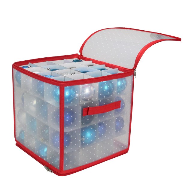 Transparent Zip Up Christmas Storage Box Holds 64 Ornaments