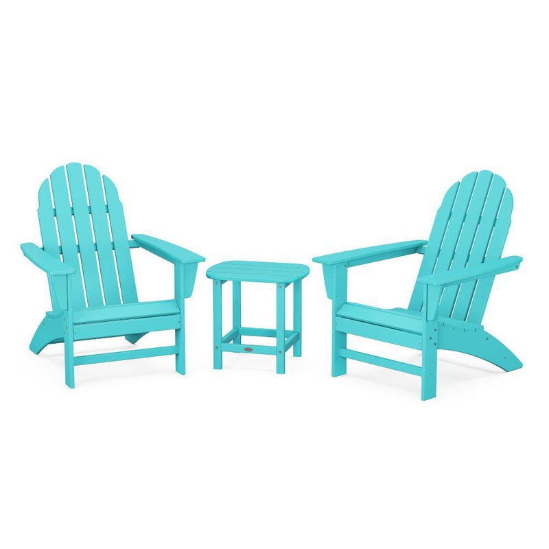 POLYWOOD Vineyard 3-Piece Adirondack Set w/ South Beach 18-Inch Side Table