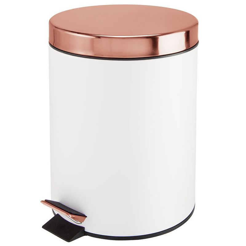 mDesign 5L Metal Round Step Garbage Trash Can with Removable Liner and Lid