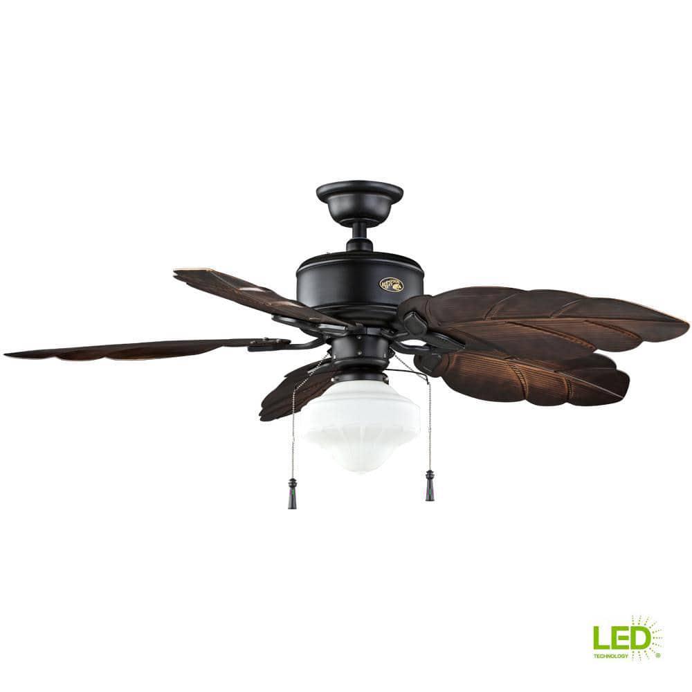 Hampton Bay Nassau 52 in IndoorOutdoor LED Gilded Iron Wet Rated Ceiling Fan with Light Kit and 5 Weather Resistant Blades