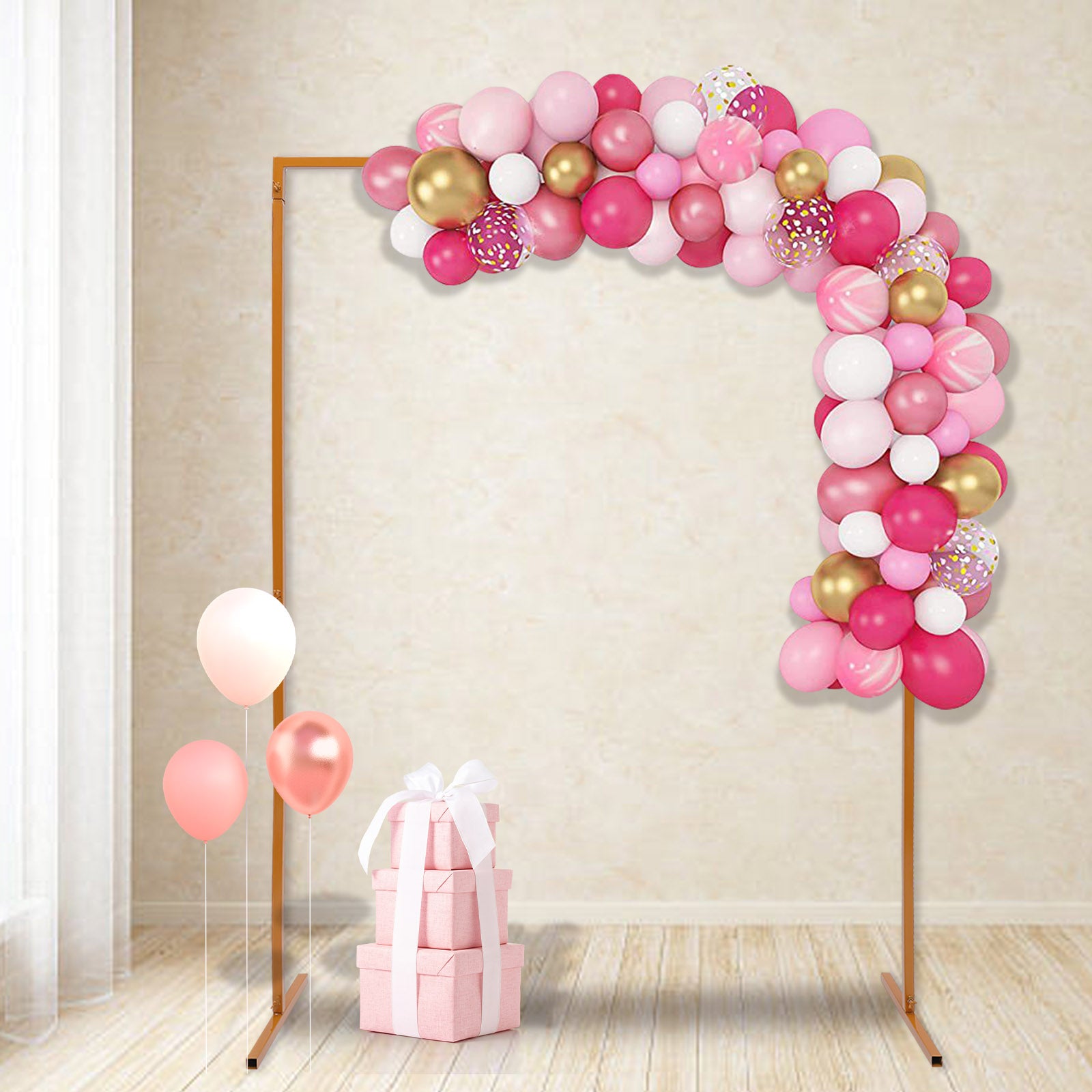 Wedding Arch Backdrop Stand, 6.6x4.6 FT Yellow Wedding Arches for Ceremony Square Metal Balloon Arch Stand Garden Arbor Frame for Wedding Birthday Party Baby Shower Photo Booth Background Decoration