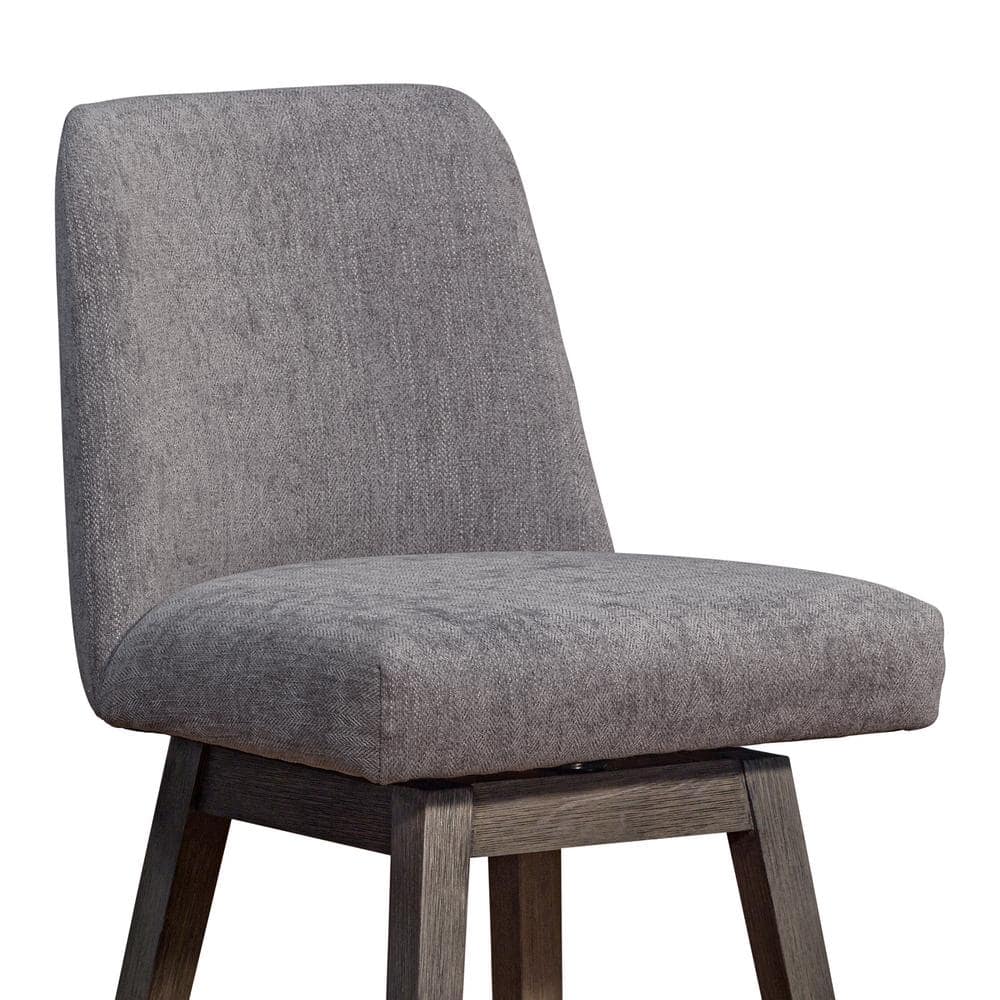 Armen Living Amalie 41.5 in. Grey Oak Swivel Bar Stool with Mocha Fabric Seat 840254332065