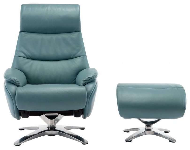 Adler Pedestal Recliner/Ottoman  Capri Blue   Contemporary   Recliner Chairs   by Kolibri Decor  Houzz