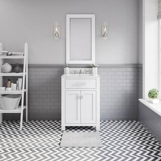 Water Creation Madison 24 in. Vanity in Modern White with Marble Vanity Top in Carrara White MADISON24W