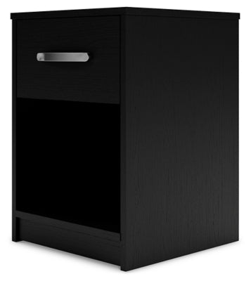 Signature Design by Ashley Finch Modern 1 Drawer Night Stand with an Open Cubby, Black